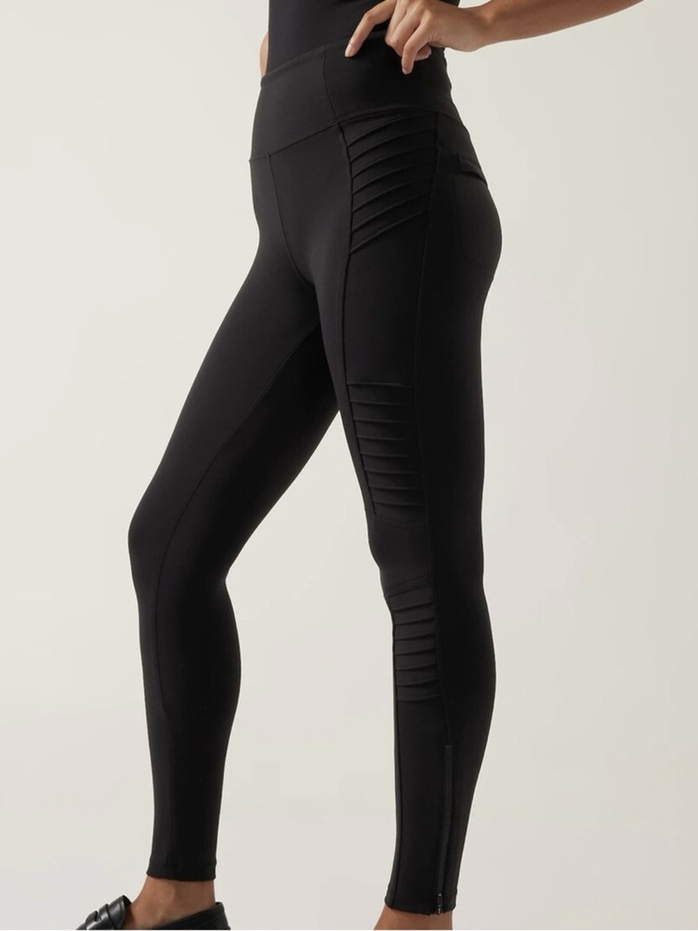 Athleta Delancey Moto Tight- Black- Size Large